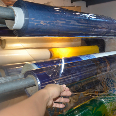 40kg Plastic PVC Printed Film Stretch 42PHR Blue Non Sticky For Packing